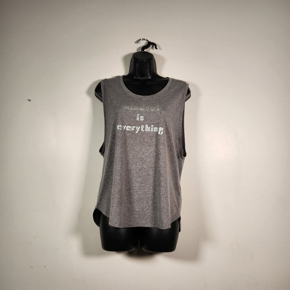 FABLETICS Janis Graphic Muscle Tank Womens S Grey Silver MIND SET IS EVERYTHING